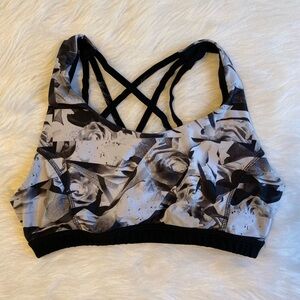 Cascade Sport Sports Bra Womens Size Large Gray White‎ Floral Wireless Strappy